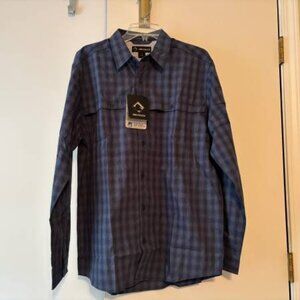 NWT Men's Dri Duck Button Down Collared Blue Plaid Shirt Medium #4465